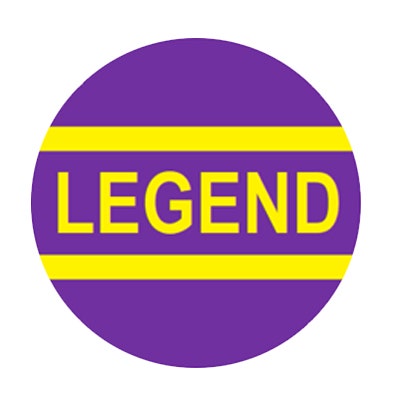 Bargun Button Cap, Round, Legend, Purple Cap, Yellow Letter - PH10-74-290