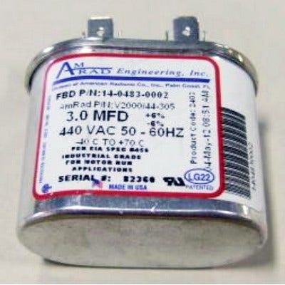 FBD Capacitor 3.0 MFD 440V Run Fan Motor - 14-0483-0002