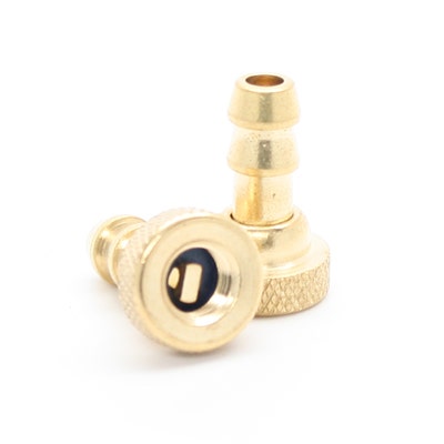 1/4" Hose Barb to Schrader Valve Fitting - Solid Brass