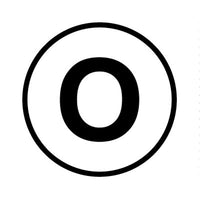 Bargun Button Cap Round, O, White Cap Black Letter