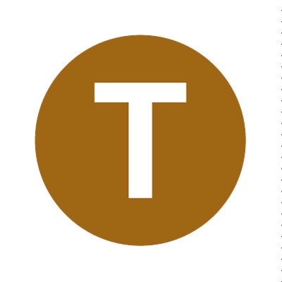 Bargun Button Cap Round, T, Brown Cap White Letter