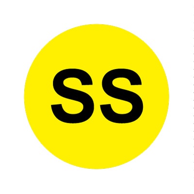 Bargun Button Cap Round, SS, Yellow Cap Black Letter