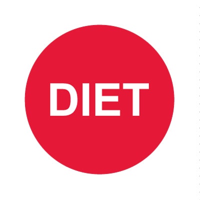Wunder-Bar 'Diet' Button Cap - Round Red with White Lettering