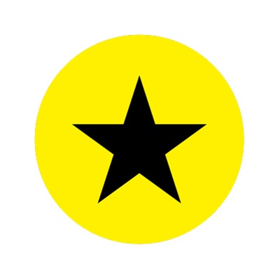 Bargun Button Cap Round, Yellow Cap Black Star