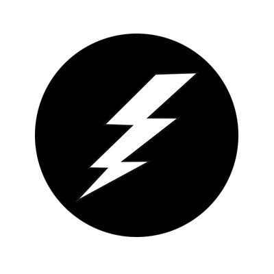 Bargun Button Cap, Round, Lightning Bolt, Black Cap, White Letter - PH10-74-195