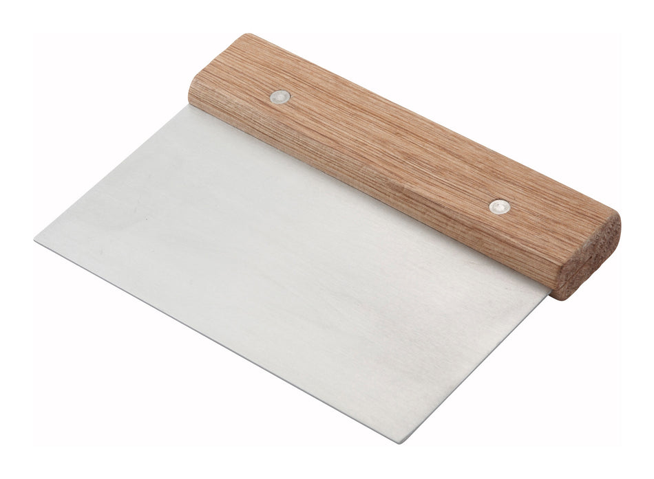 Winco DSC-3 6 Inch Blade Dough Scraper Stainless Steel Wood Handle
