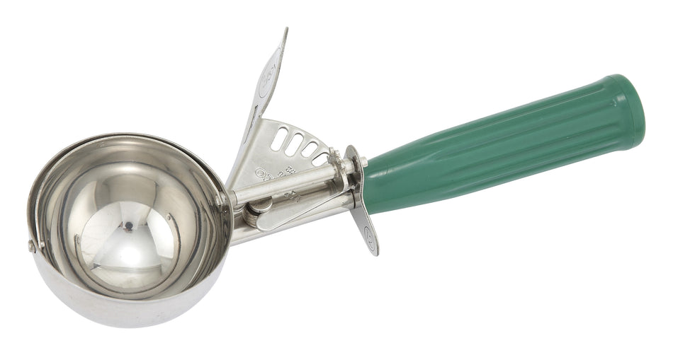 Winco ICD-12 3-1/4 Oz Ice Cream Disher Green Plastic Handle Stainless Steel