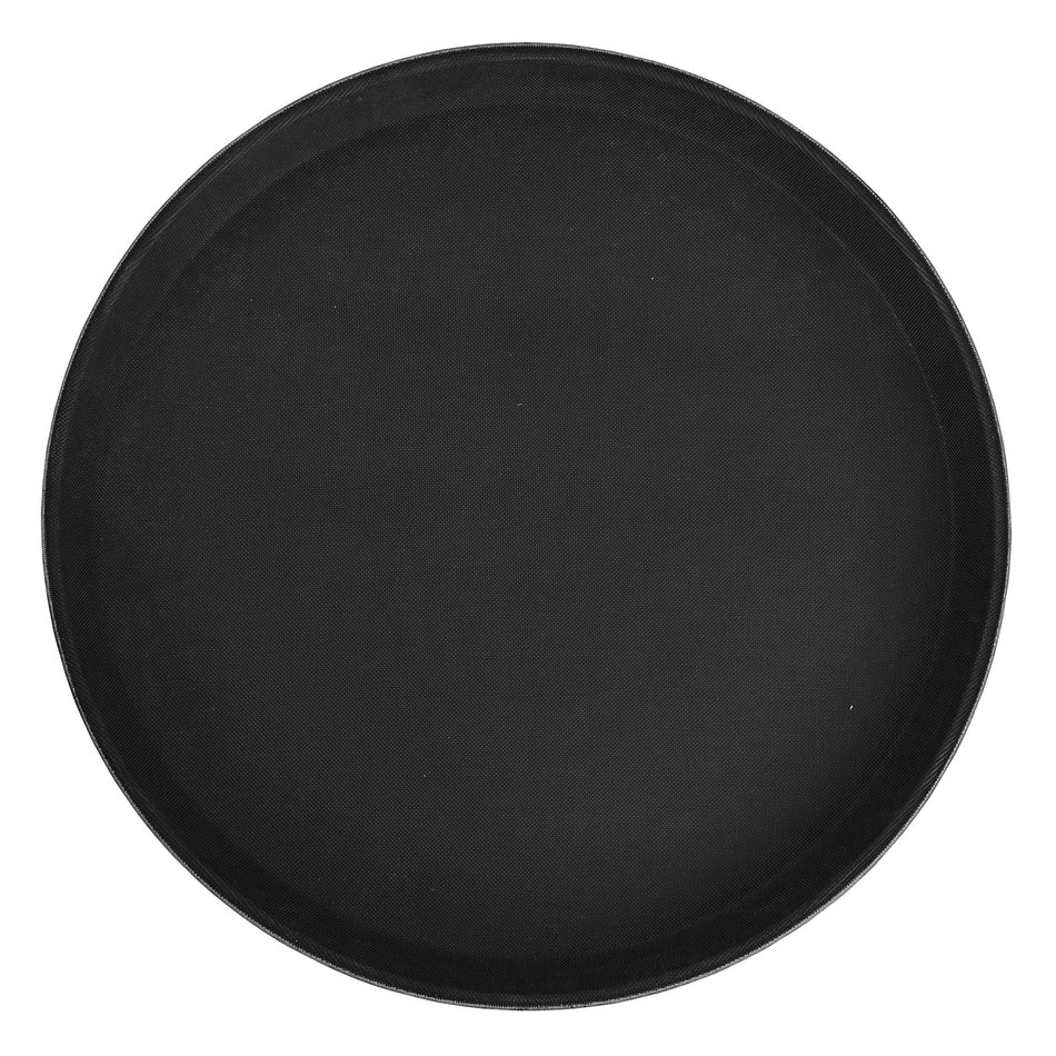 Winco TFG-11K 11 Inch Round Serving Tray Non-Skid Fiberglass Black