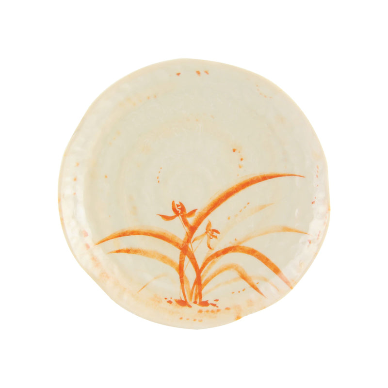 Thunder Group 1806 6 Inch Diameter Round Plate Break-Resistant Melamine Gold Orchid