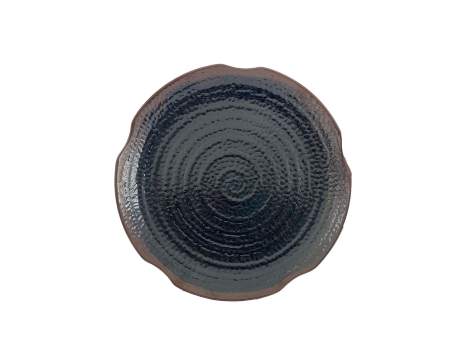 12 Pack 10-1/2" Diameter x 1-1/2" Height, Lotus Shape Plate, Tenmoku Dinnerware, Melamine, BPA Free, Dishwasher Safe, Break-Resistant, Shatter-Resistant, No Microwave, No Oven, NSF