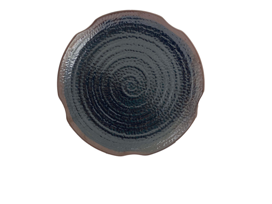 12 Pack 12" Diameter x 1-5/8" Height, Lotus Shape Plate, Tenmoku Dinnerware, Melamine, BPA Free, Dishwasher Safe, Break-Resistant, Shatter-Resistant, No Microwave, No Oven, NSF