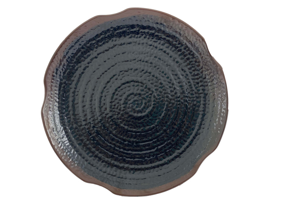 12 Pack 16" Diameter x 1-7/8" Height, Lotus Shape Plate, Tenmoku Dinnerware, Melamine, BPA Free, Dishwasher Safe, Break-Resistant, Shatter-Resistant, No Microwave, No Oven, NSF