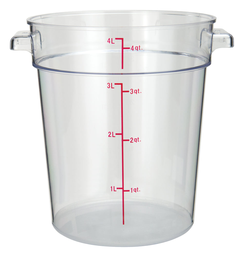 Winco PCRC-4 Round Storage Container, Clear Polycarbonate - 4 Quart