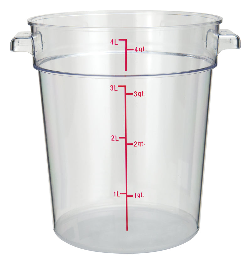Winco PCRC-4 4 Quart Food Storage Container Round Polycarbonate Clear