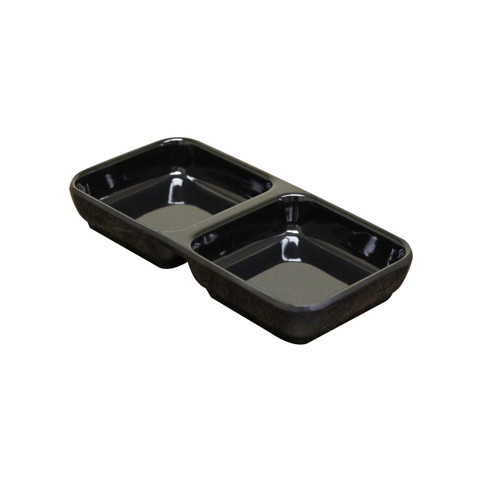 12 Pack 4 oz, 6" x 3", Twin Sauce Dish, Classic Black Dinnerware, Melamine, BPA Free, Dishwasher Safe, Break-Resistant, Shatter-Resistant, No Microwave, No Oven, NSF