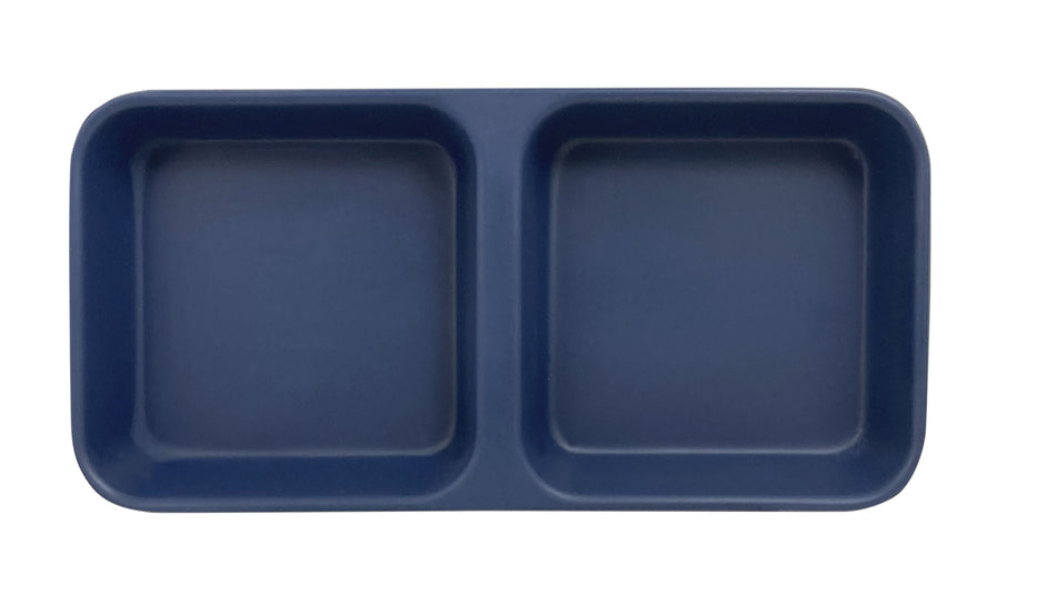 12 Pack 4 oz, 6" x 3", Twin Sauce Dish, Classic Stone Blue Dinnerware, Melamine, BPA Free, Dishwasher Safe, Break-Resistant, Shatter-Resistant, No Microwave, No Oven, NSF