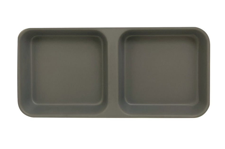 12 Pack 4 oz, 6" x 3", Twin Sauce Dish, Classic Stone Grey Dinnerware, Melamine, BPA Free, Dishwasher Safe, Break-Resistant, Shatter-Resistant, No Microwave, No Oven, NSF