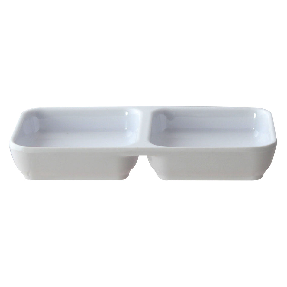 12 Pack 4 oz, 6" x 3", Twin Sauce Dish, Classic White Dinnerware, Melamine, BPA Free, Dishwasher Safe, Break-Resistant, Shatter-Resistant, No Microwave, No Oven, NSF