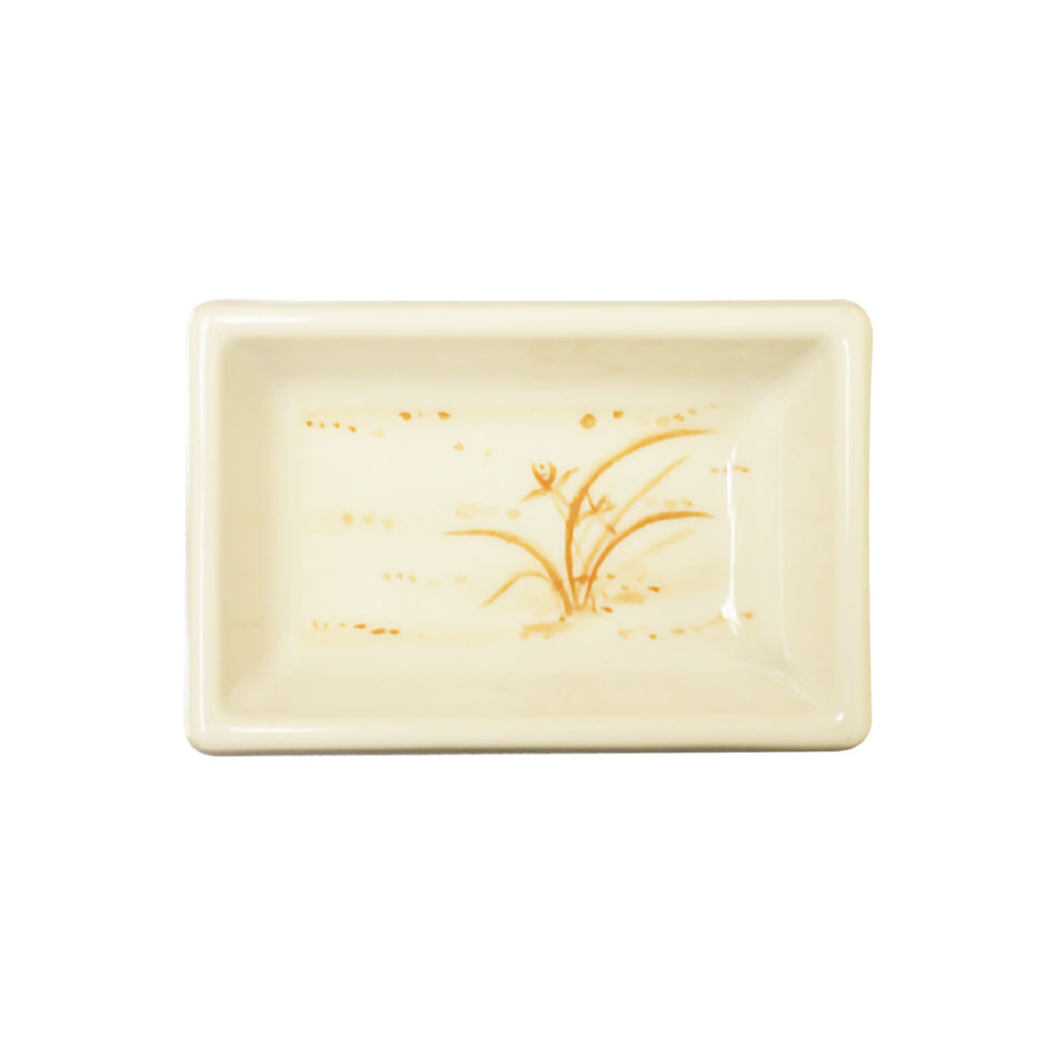 12 Pack 2 oz, 3-3/4" x 2-1/2" x 1", Rectangular Sauce Dish, Gold Orchid Dinnerware, Melamine, BPA Free, Dishwasher Safe, Break-Resistant, Shatter-Resistant, No Microwave, No Oven, NSF