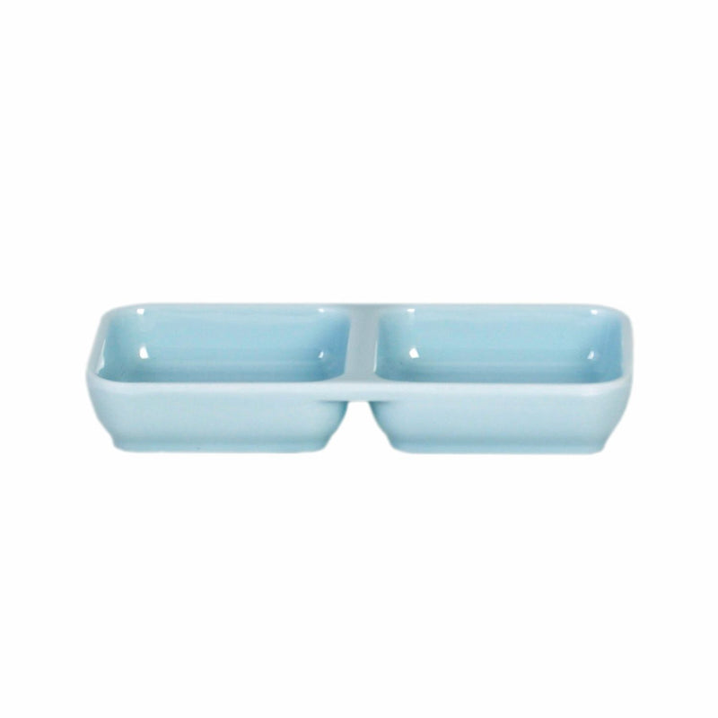 Thunder Group 1902 4 Oz Twin Sauce Dish Rectangular Break-resistant Melamine Blue Jade