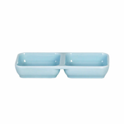 Thunder Group 1902 4 Oz Twin Sauce Dish Rectangular Break-resistant Melamine Blue Jade