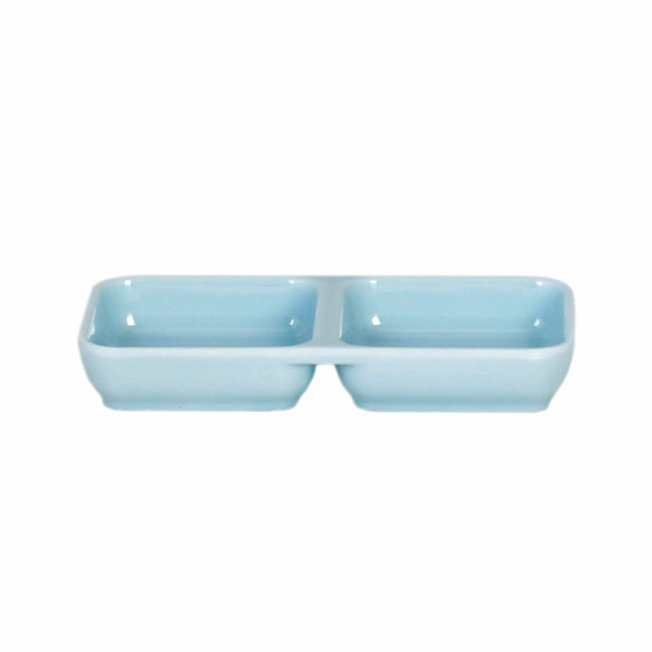 12 Pack 4 oz, 6" x 3" x 7/8", Twin Sauce Dish, Blue Jade Dinnerware, Melamine, BPA Free, Dishwasher Safe, Break-Resistant, Shatter-Resistant, No Microwave, No Oven, NSF