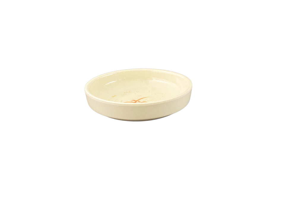 12 Pack 6 oz, 4-1/2" Diameter x 1-1/8" Height, Flat Base Bowl, Gold Orchid Dinnerware, Melamine, BPA Free, Dishwasher Safe, Break-Resistant, Shatter-Resistant, No Microwave, No Oven, NSF