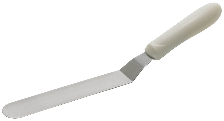Winco TWPO-7 6-1/2 Inch Blade Offset Spatula Dishwasher Safe Polypropylene White Satin Finish