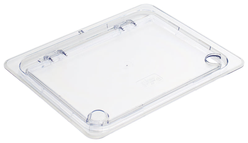 Winco SP7200H 1/2 Size Food Pan Cover Hinged Notched Polycarbonate Clear