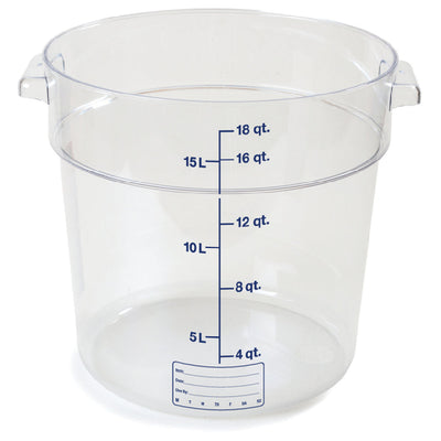 Carlisle 1076807 18 Qt Round Storage Container with Easy Grip Handles Polycarbonate Clear