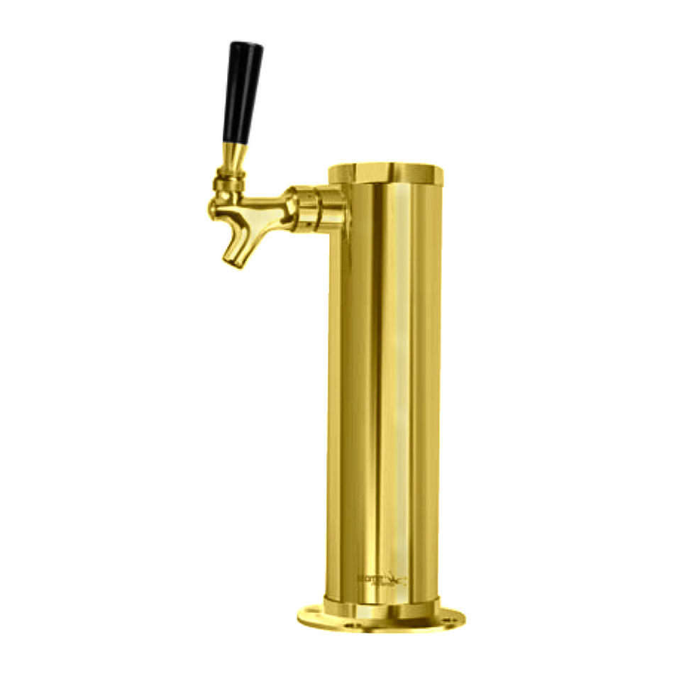 1 Faucet 3" Diameter Glycol Chilled Tarnish Free PVD Gold Tap Tower w/ PCD Gold Facuet