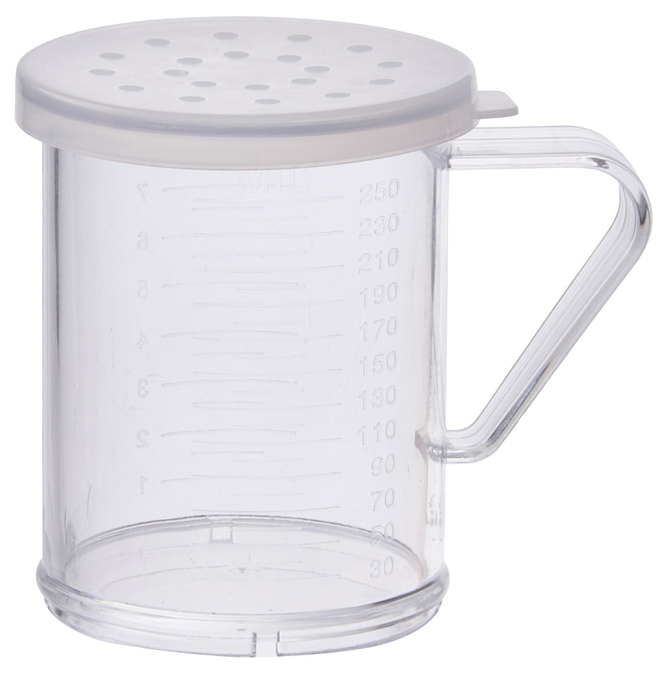 Winco PDG-10CL 10 Oz Shaker Dredge with Handle Clear Polycarbonate