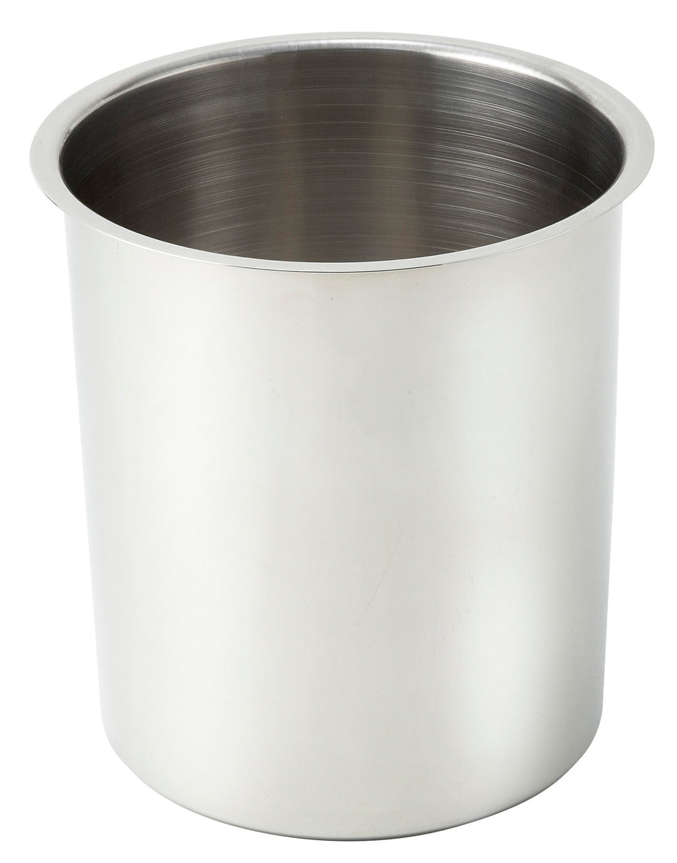 Winco BAM-4.25 4-1/4 Qt Round Bain Marie Pot with Bent Rim Stainless Steel Mirror Finish