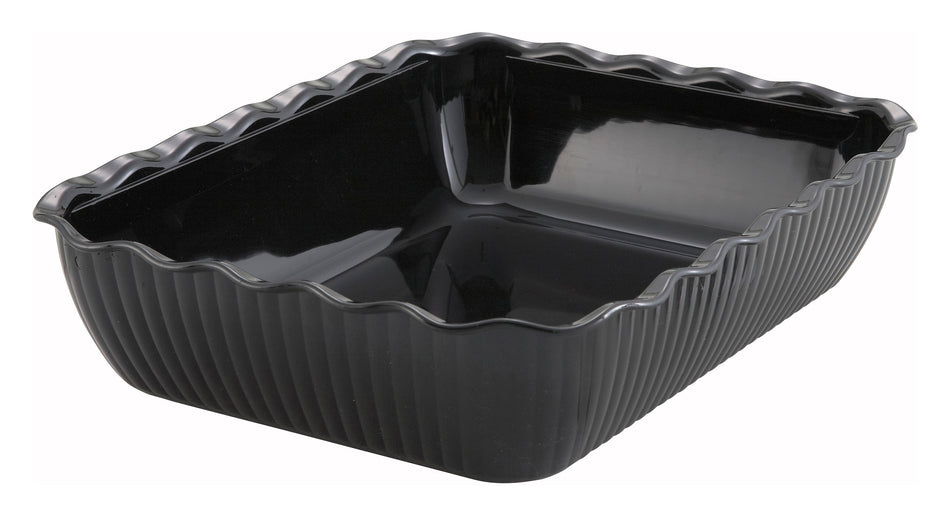 Winco CRK-13K 13 Inch Width Deli Crock Fluted BPA Free Black SAN