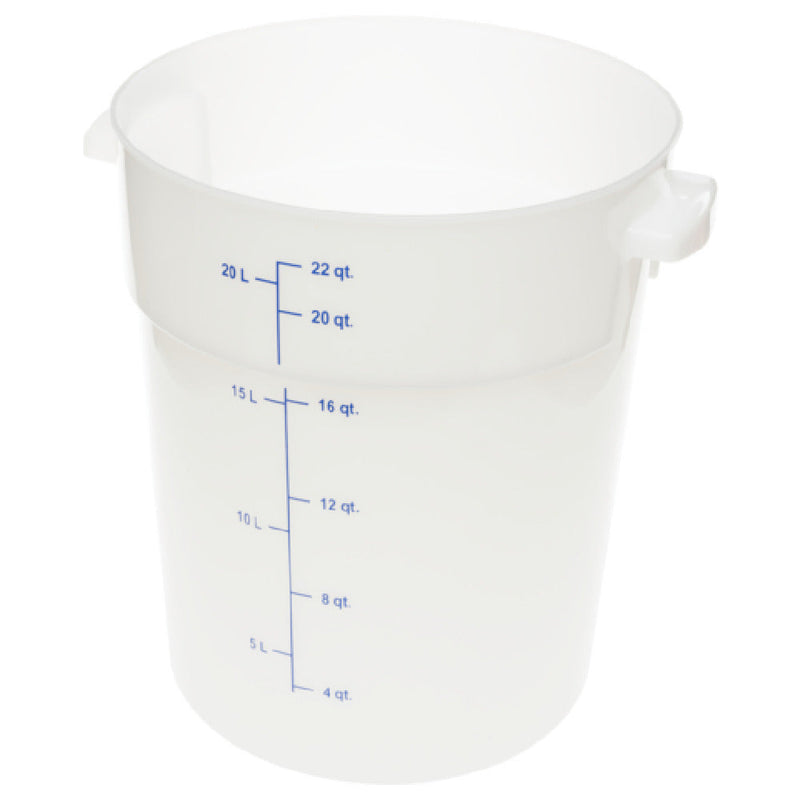 Carlisle 1097902 22 Quart Round Food Storage Container with Handles Polycarbonate White