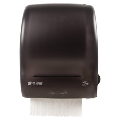 Carlisle T7400TBK 12-3/8 Inch Black Paper Towel Dispenser with Lock and Automatic Cutting