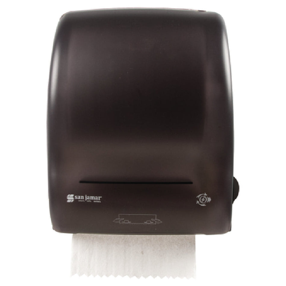 Carlisle T7400TBK 12-3/8 Inch Black Paper Towel Dispenser with Lock and Automatic Cutting