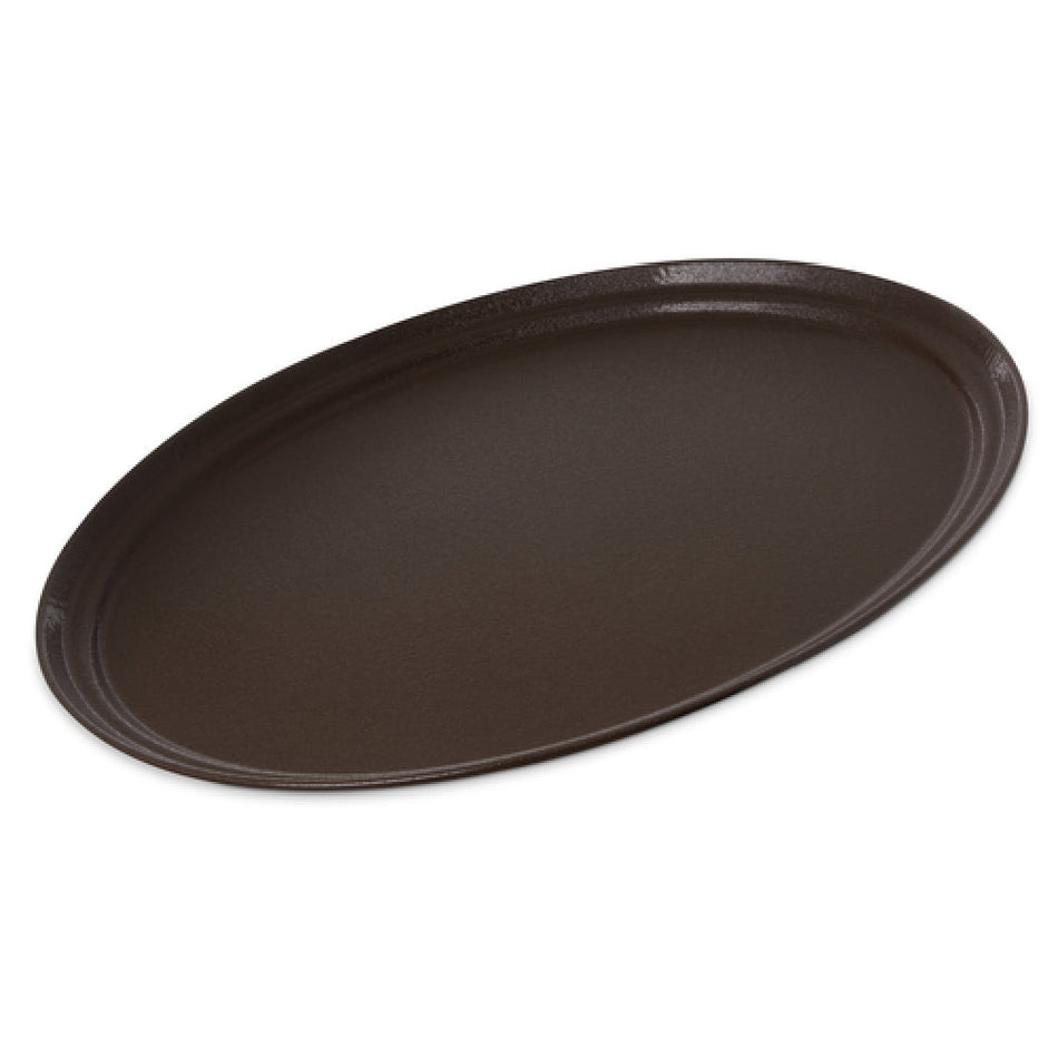 Carlisle 2500GR2076 24 Inch Oval Stain and Odor Resistant Serving Tray Fiberglass Brown