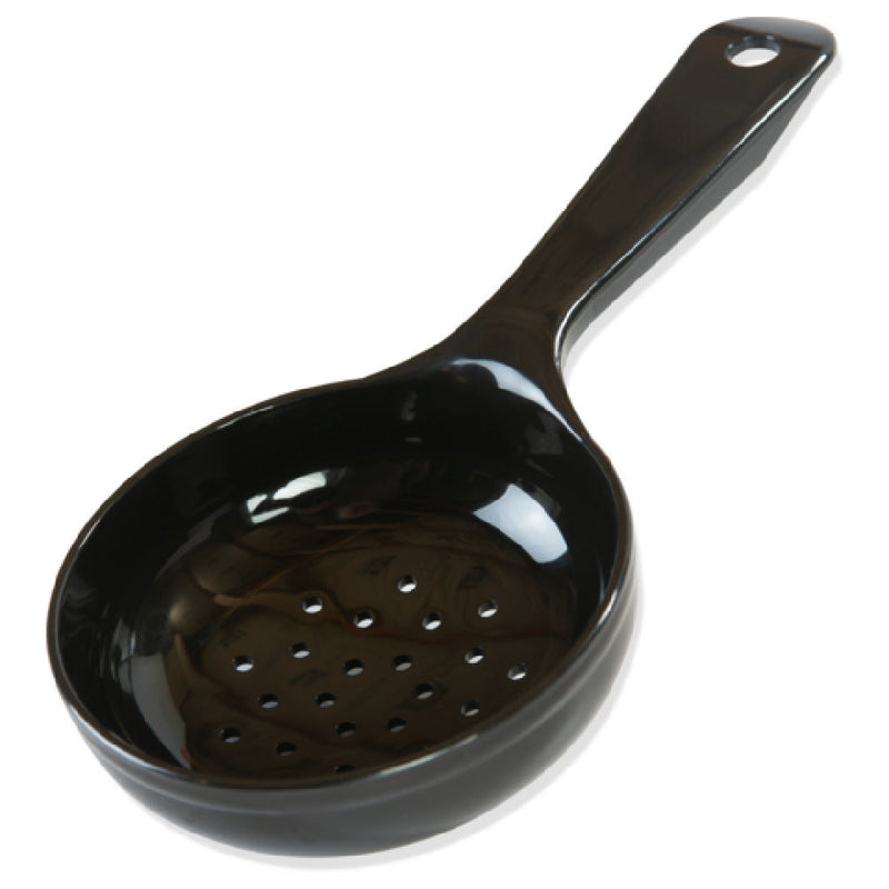 Carlisle 496703 6 Oz Perforated Portion Spoon Short Handle Black Plastic
