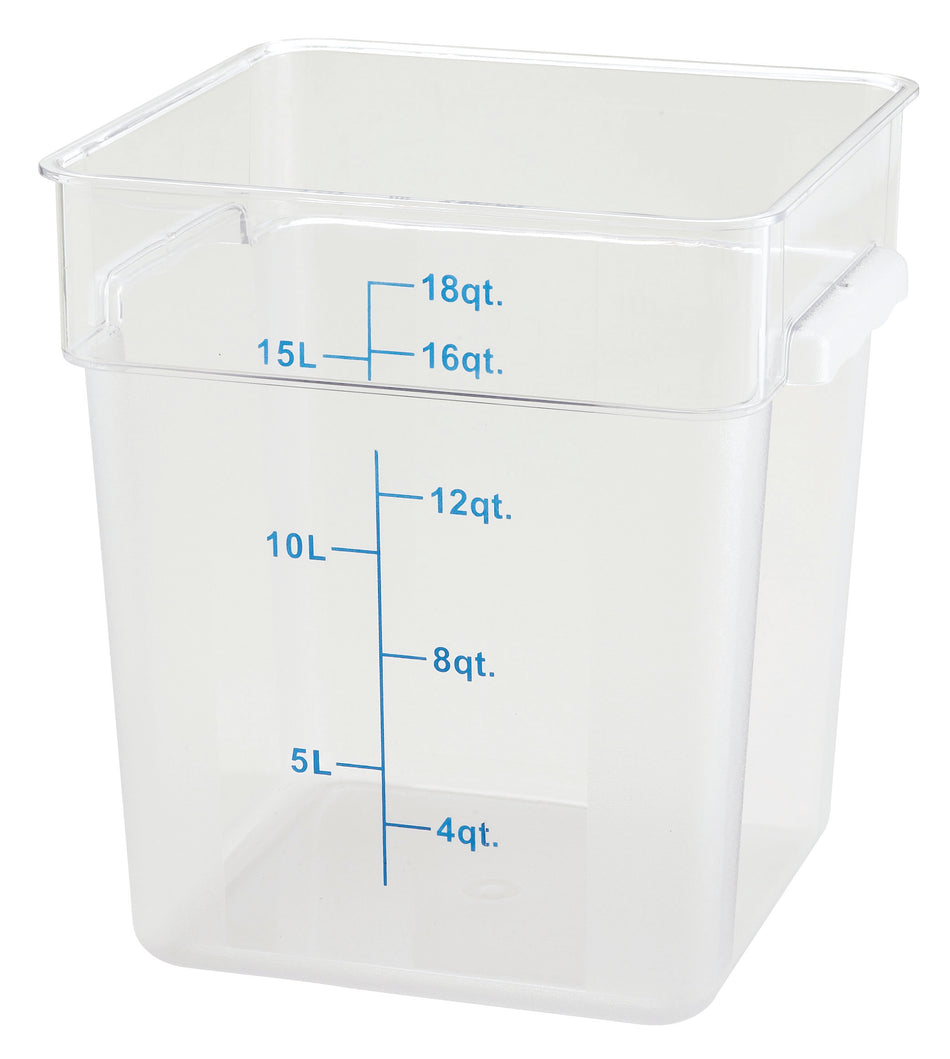 Winco PCSC-18C Square Storage Container, Clear Polycarbonate - 18 Quart