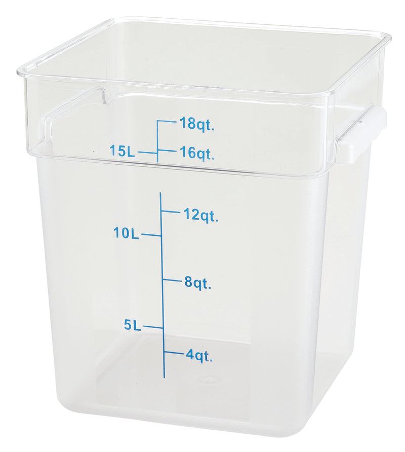 Winco PCSC-18C 18 Quarts Square Storage Container with Built-in Handles Polycarbonate Clear
