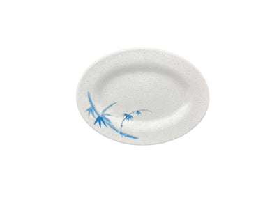 Thunder Group 2008BB 8 Inch Oval Break-Resistant Platter Blue Bamboo Melamine