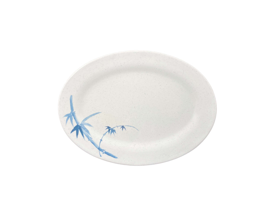 12 Pack 9-7/8" x 7-1/4" x 3/4", Platter, Blue Bamboo Dinnerware, Melamine, BPA Free, Dishwasher Safe, Break-Resistant, Shatter-Resistant, No Microwave, No Oven, NSF