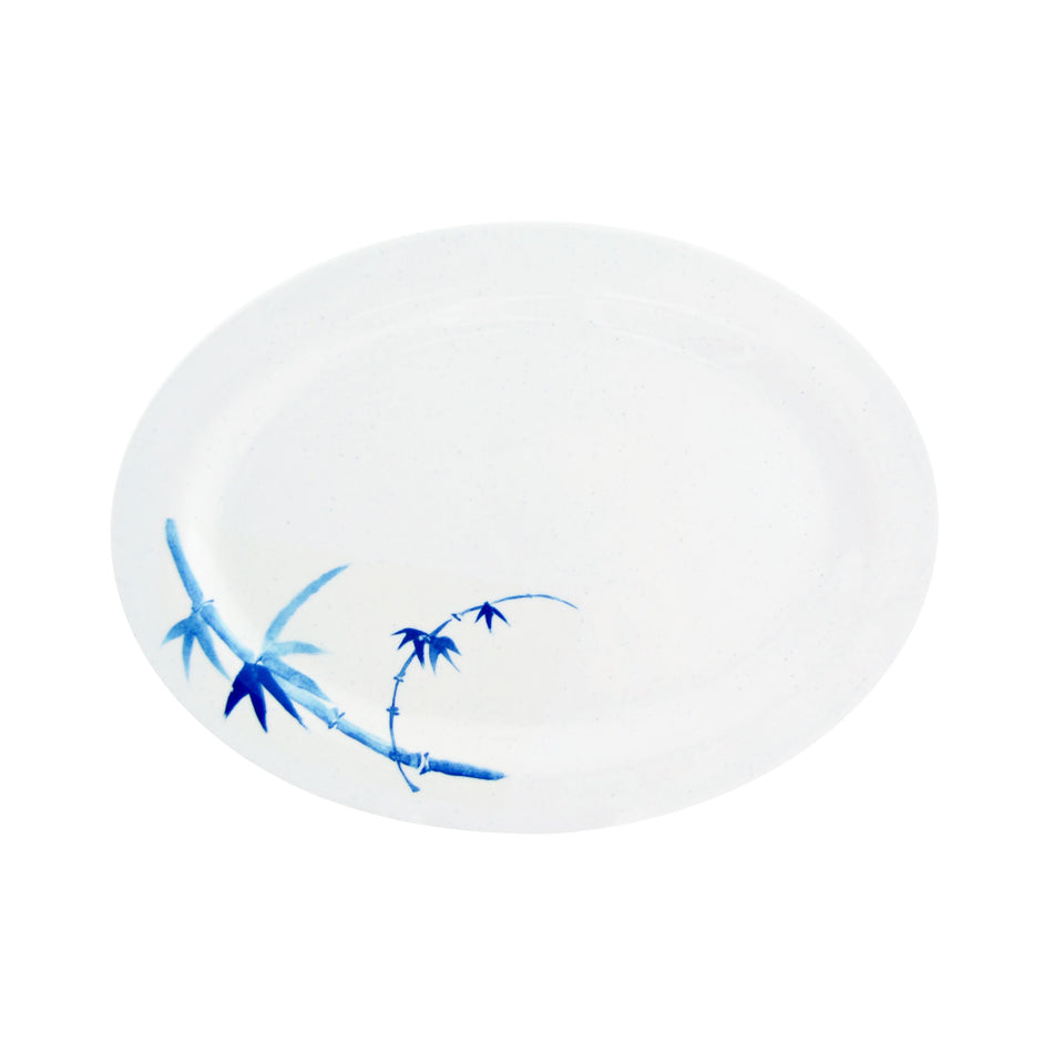 12 Pack 12" x 8-5/8" x 7/8", Platter, Blue Bamboo Dinnerware, Melamine, BPA Free, Dishwasher Safe, Break-Resistant, Shatter-Resistant, No Microwave, No Oven, NSF