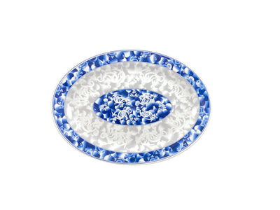 Thunder Group 2014DL 14 Inch Oval Platter Break-Resistant Melamine Blue Dragon