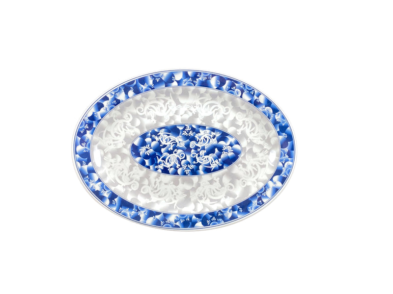 Thunder Group 2014DL 14 Inch Oval Platter Break-Resistant Melamine Blue Dragon