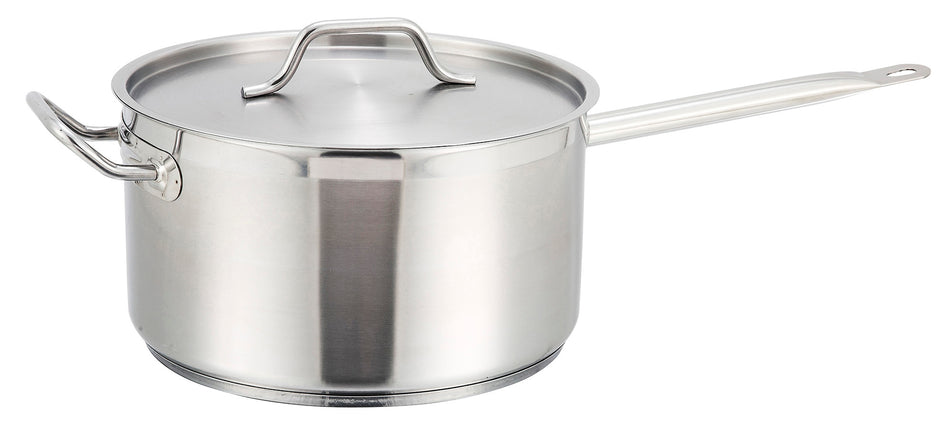 Winco SSSP-10 10 Quart Sauce Pan with Cover Stainless Steel Induction Ready
