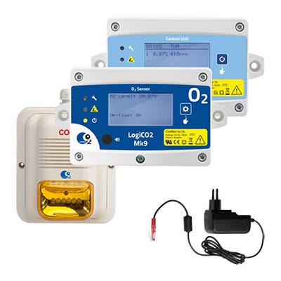 LogiCO2 O2 Mk9 Optical Oxygen Depletion Sensor Kit - 19.5% Alarm