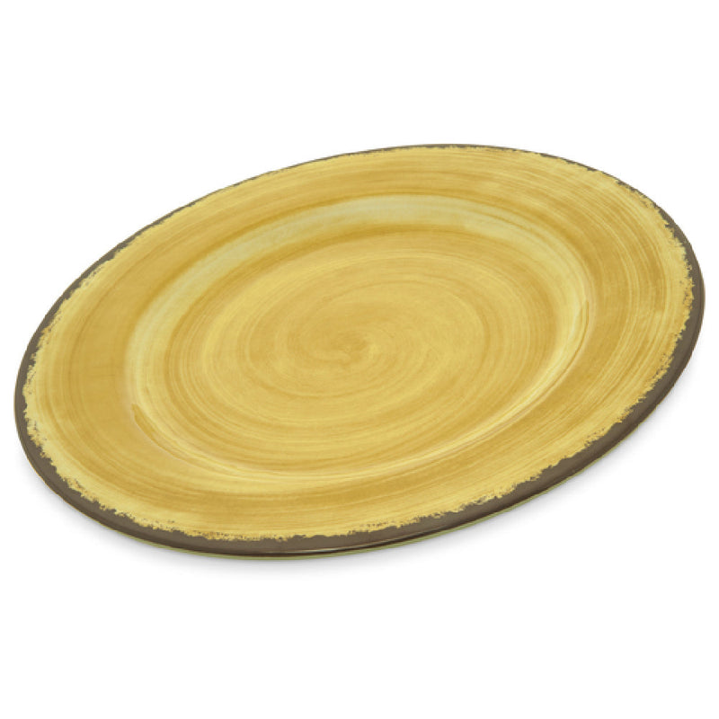 Carlisle 5400113 11 Inch Diameter Swirl Design Melamine Dinner Plate Amber