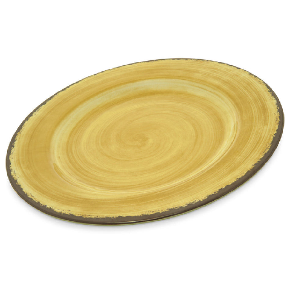 Carlisle 5400113 11 Inch Diameter Swirl Design Melamine Dinner Plate Amber